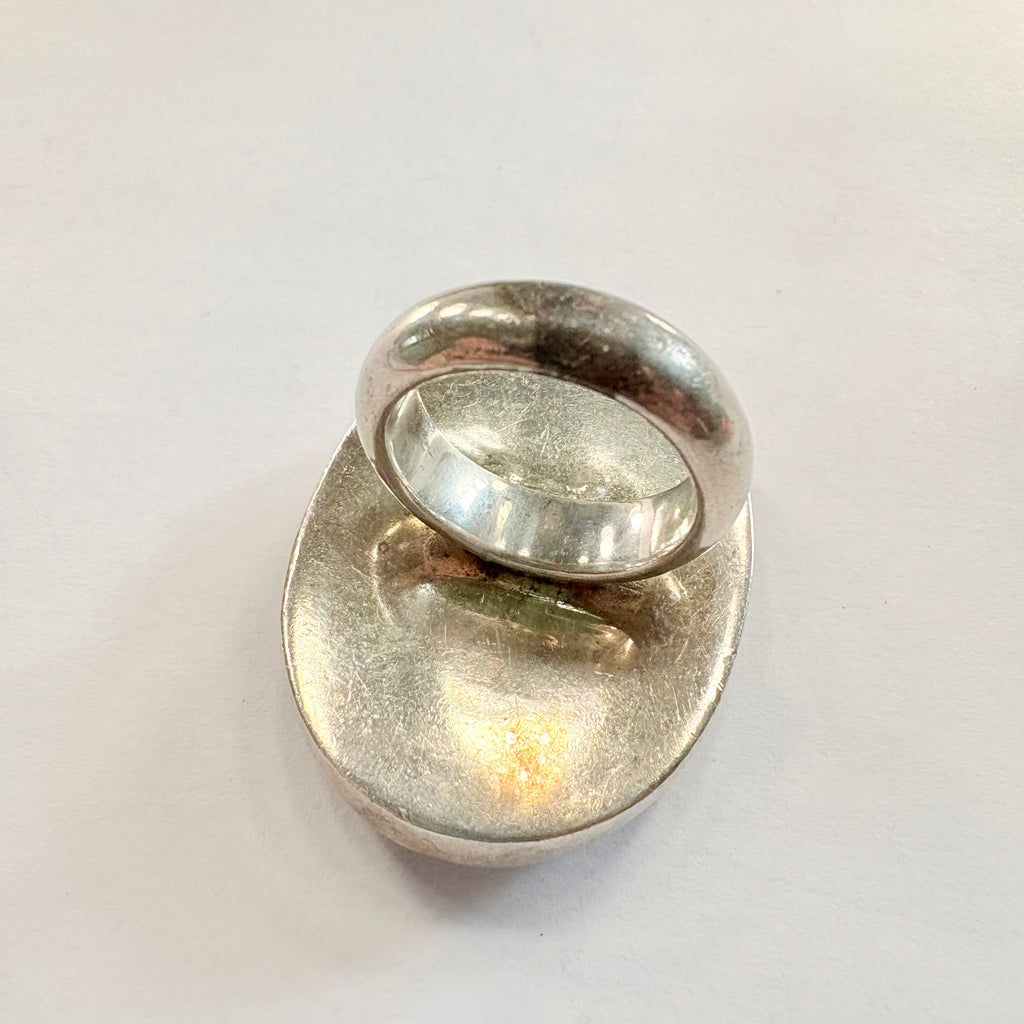 Vintage Mahogany Obsidian Sterling Silver Ring Tiger Striped Large Oval image 4