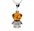925 Sterling Silver & Baltic Amber Teddy Bear Pendant image 0