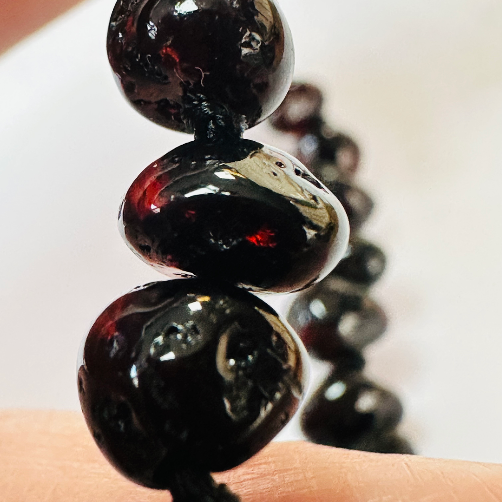 New Amber hand knotted bracelet dark amber 8inch image 1