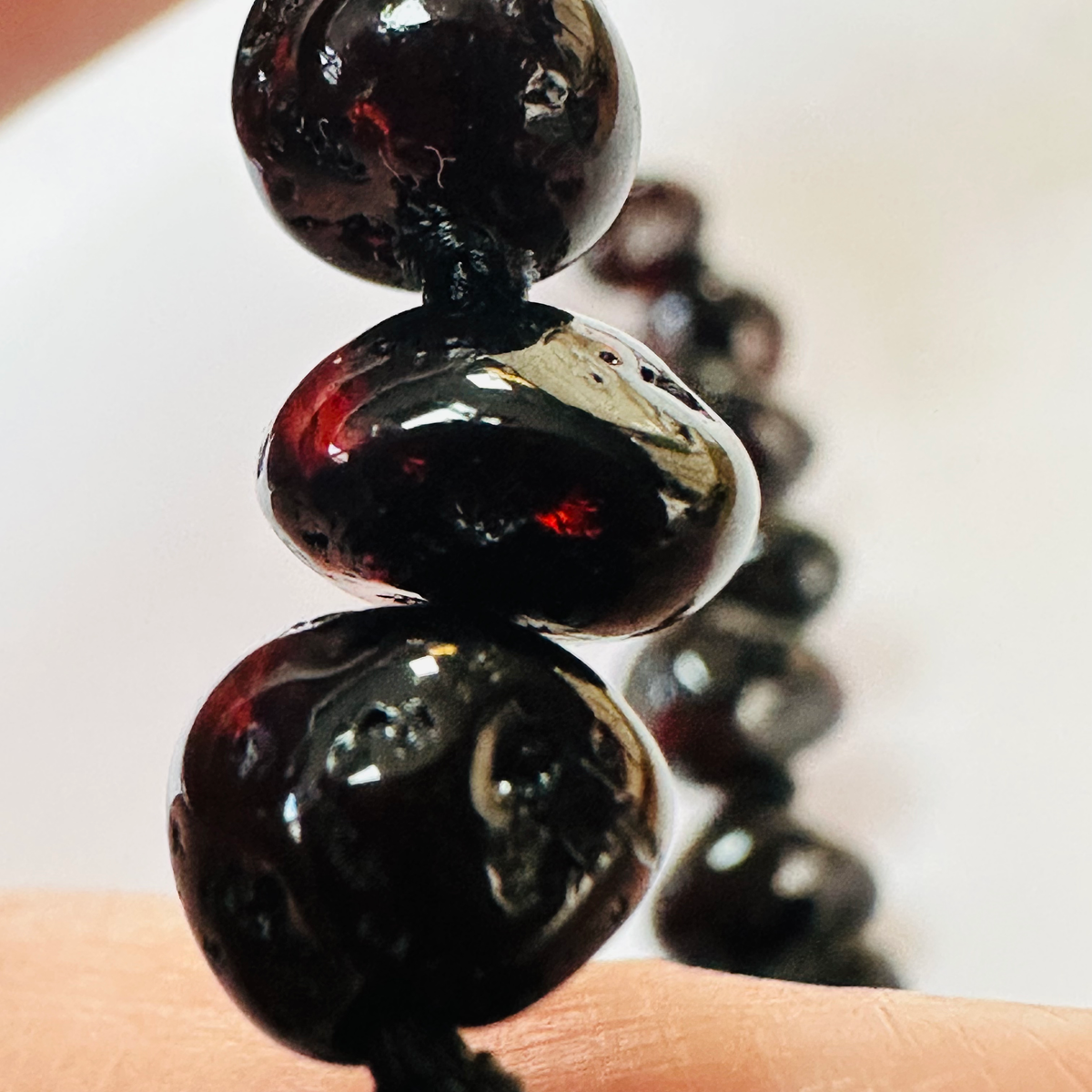 New Amber hand knotted bracelet dark amber 8inch image 1