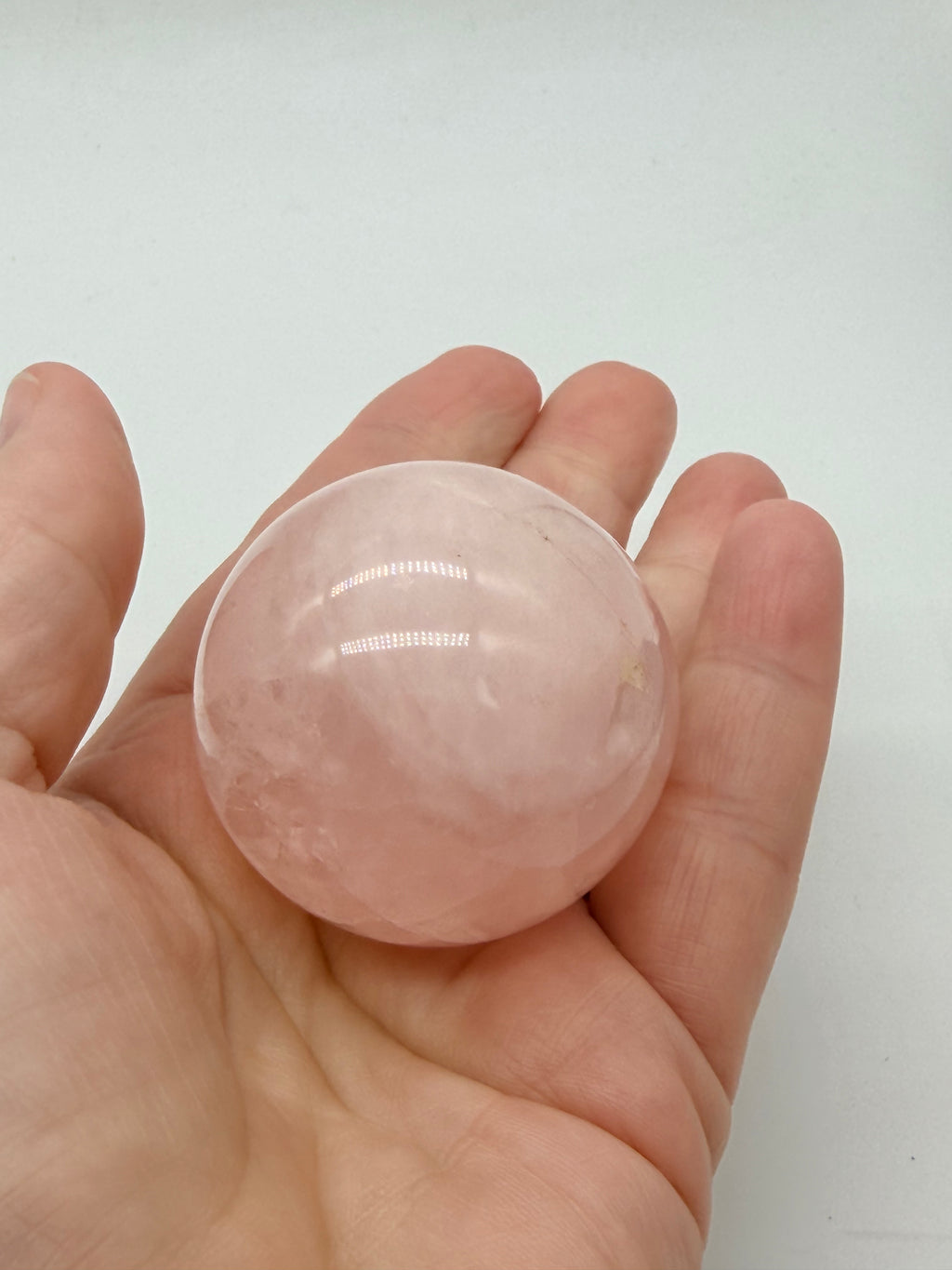Rose quartz sphere on wood stand 45mm image 5