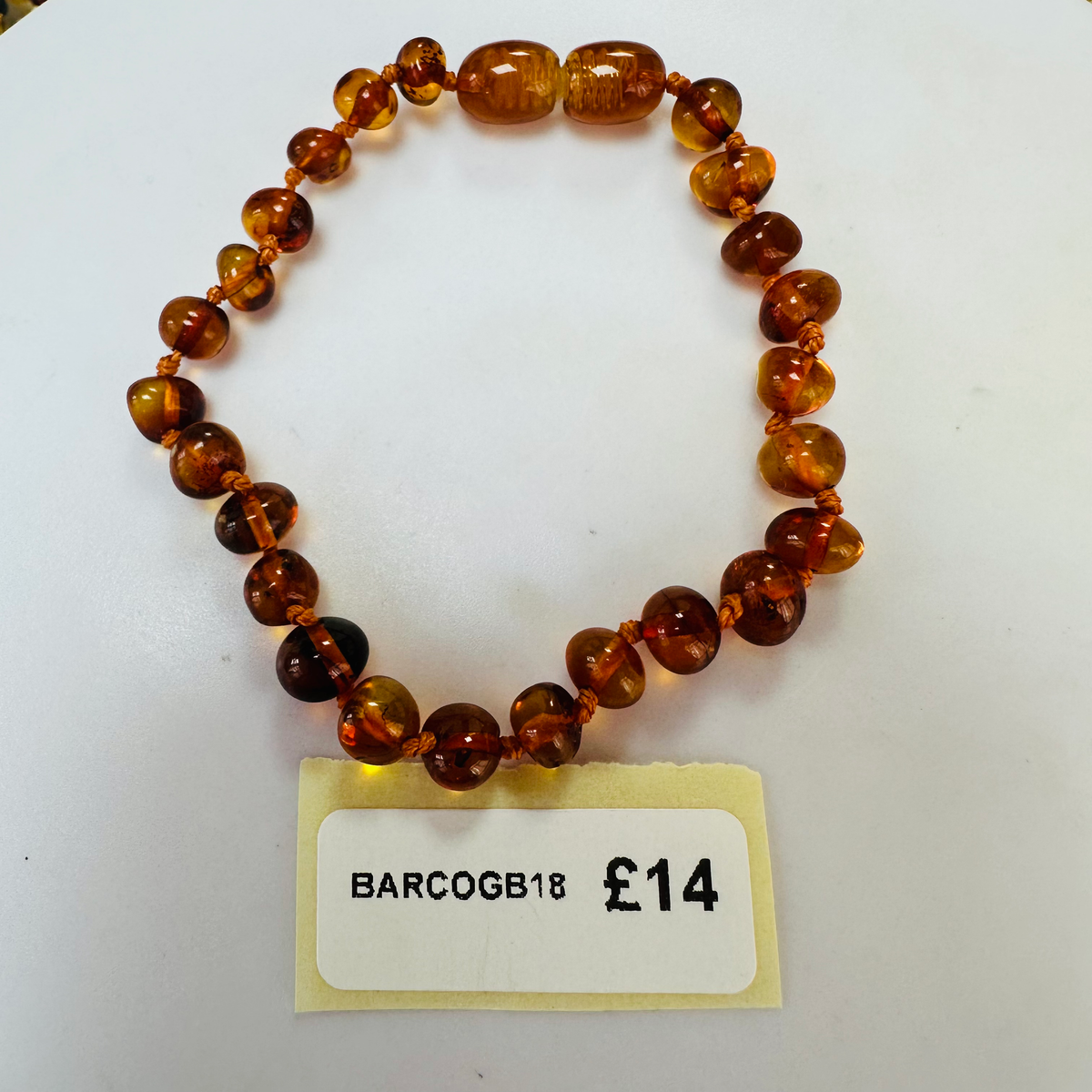 New Amber hand knotted bracelet 7 inch image 0