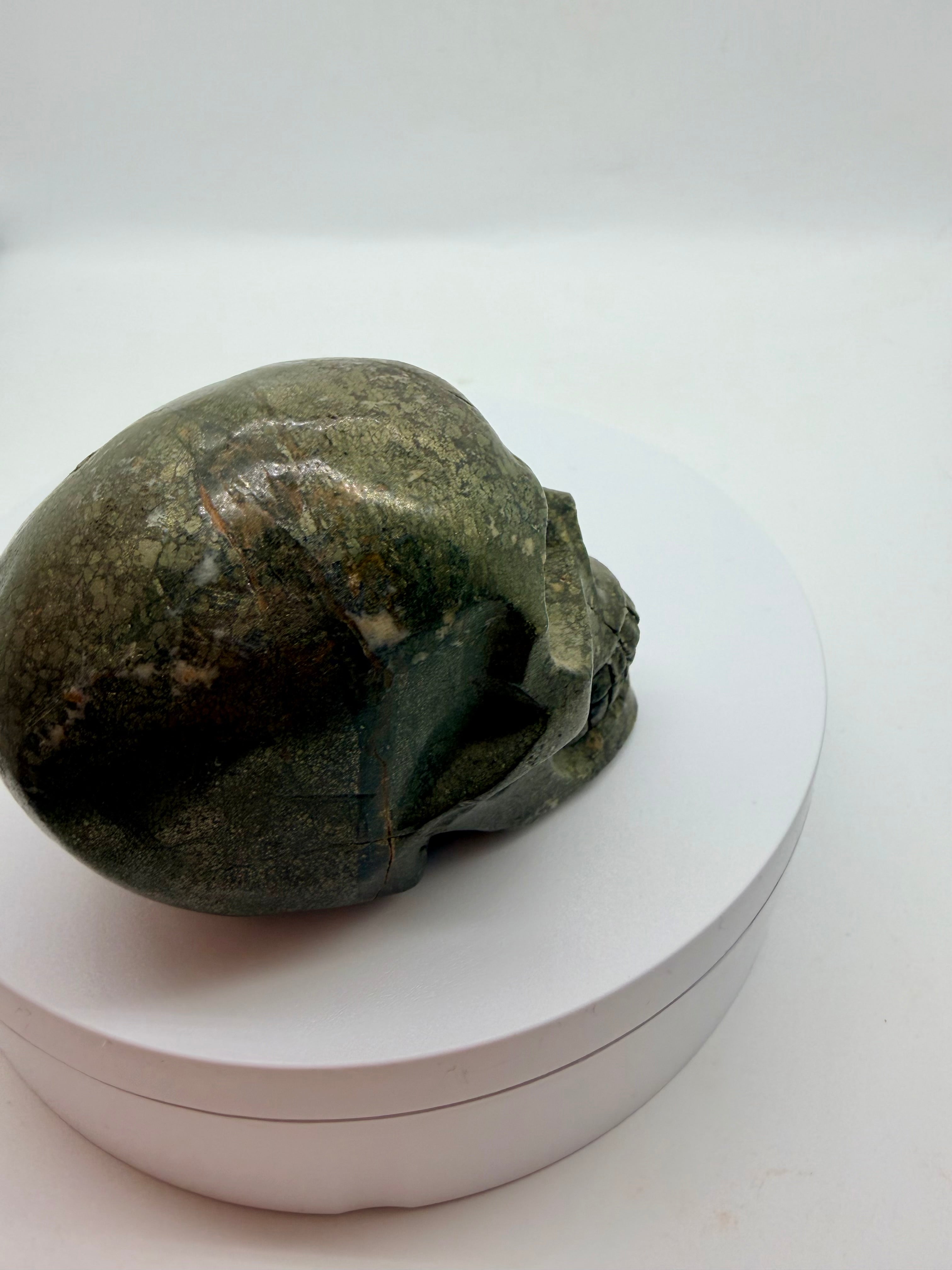 Pyrite carved Skull 6cm high heavy 54g nice model image 8