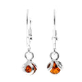 925 Sterling Silver & Genuine Baltic Amber Classic Ball Dangling Earrings image 0