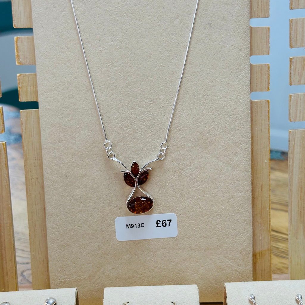 Sterling silver Amber necklace 18inch image 1