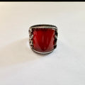 Sterling Silver agate ring P curved cut agate image 0