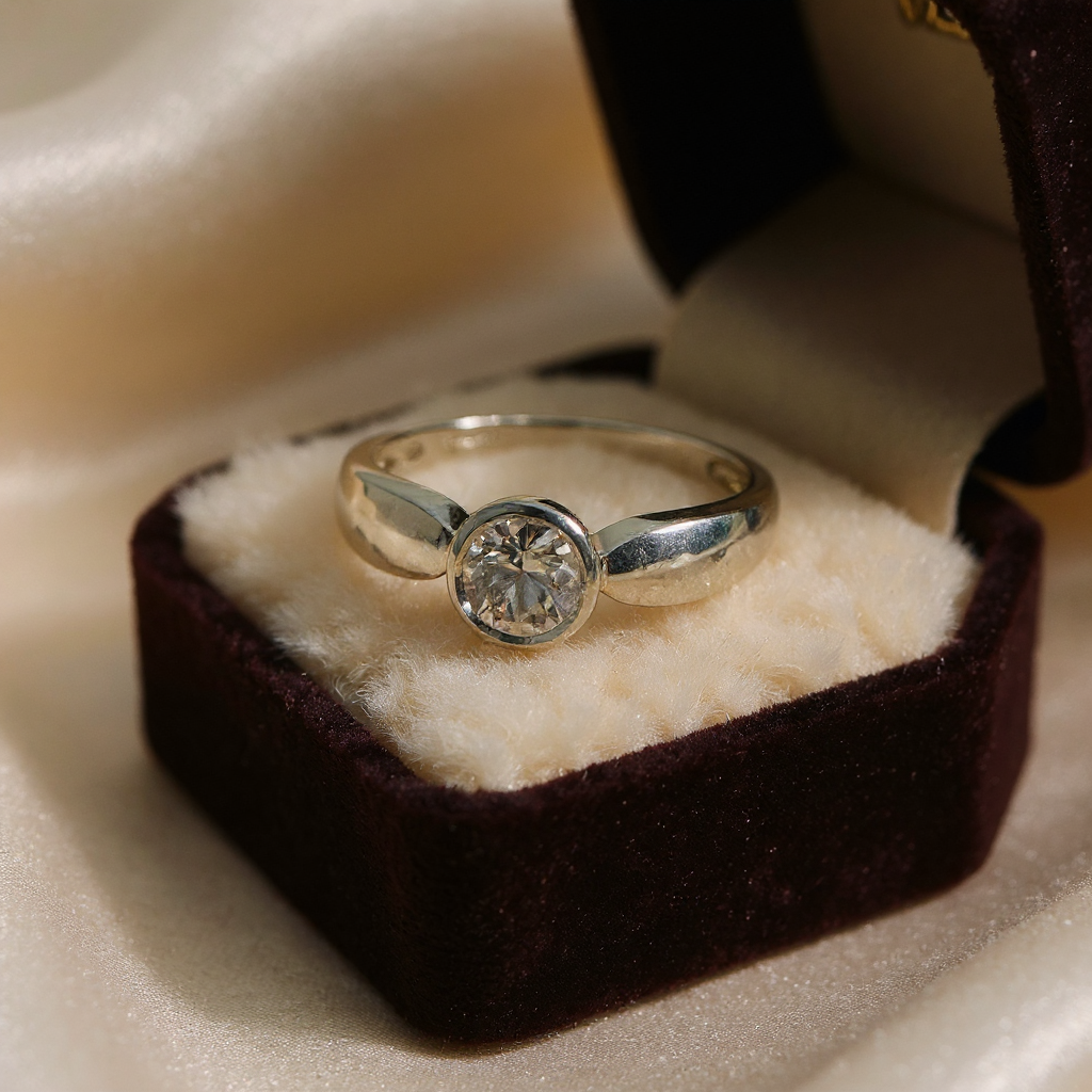 9ct White Gold and White Zircon ring size N1/2 image 8