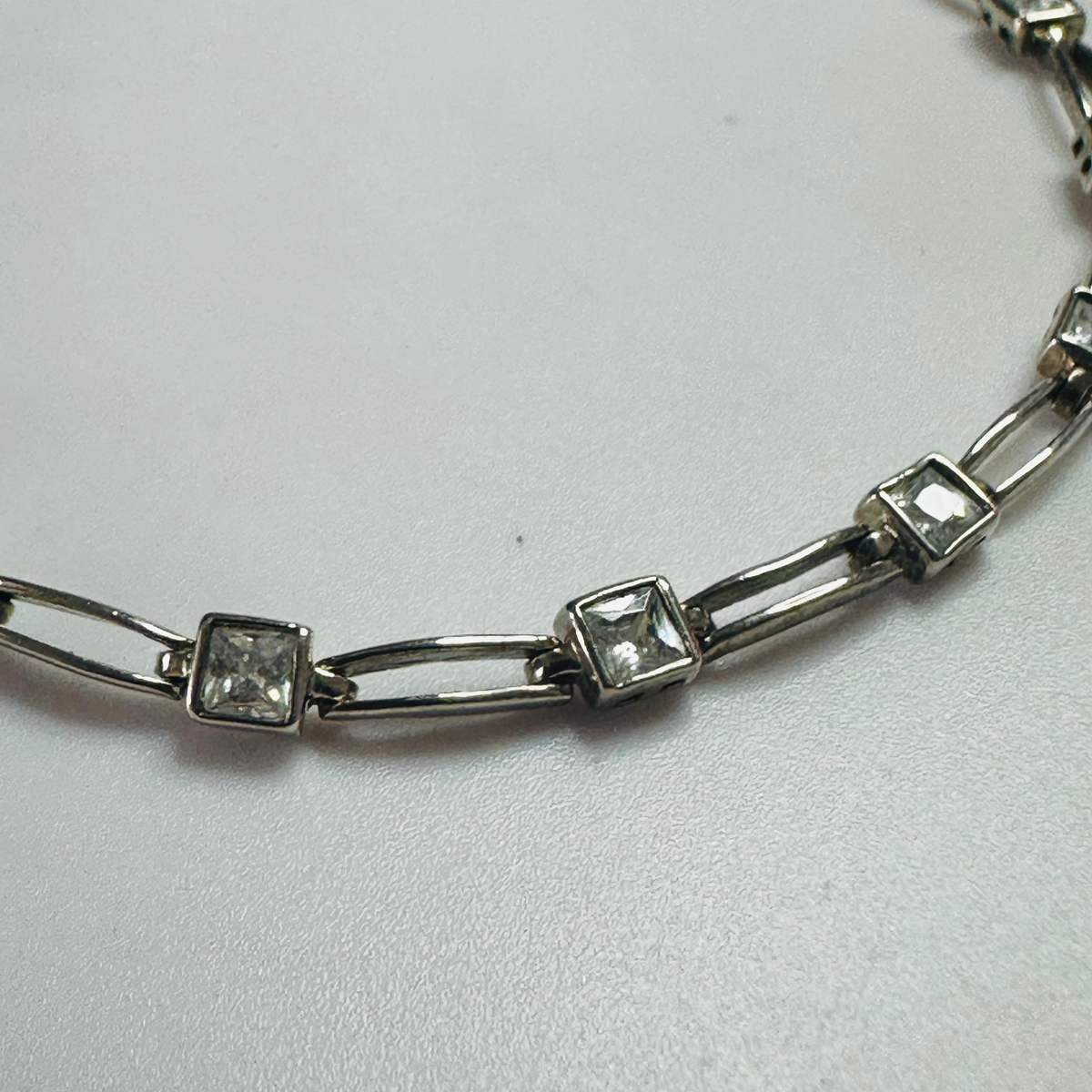 Sterling silver 3 mm square bracelet 18cm image 1