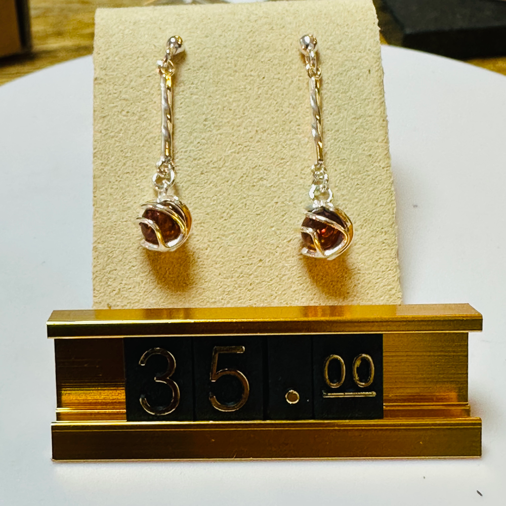 Sterling silver Amber long drop earrings  image 1