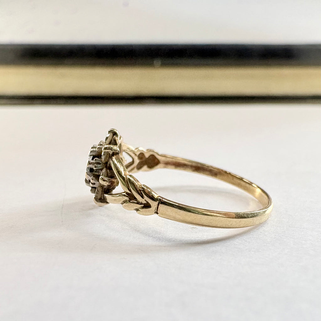 9ct Yellow gold Black sapphire Ring Size L1/2 image 1