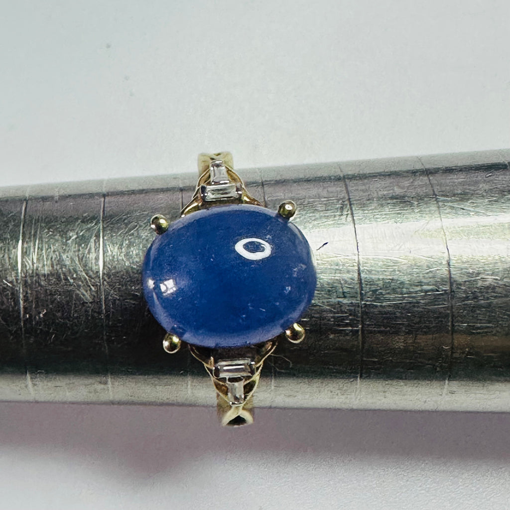 9ct gold Tanzanite cab 11mmx8.5mm  ring size P1/2 image 0