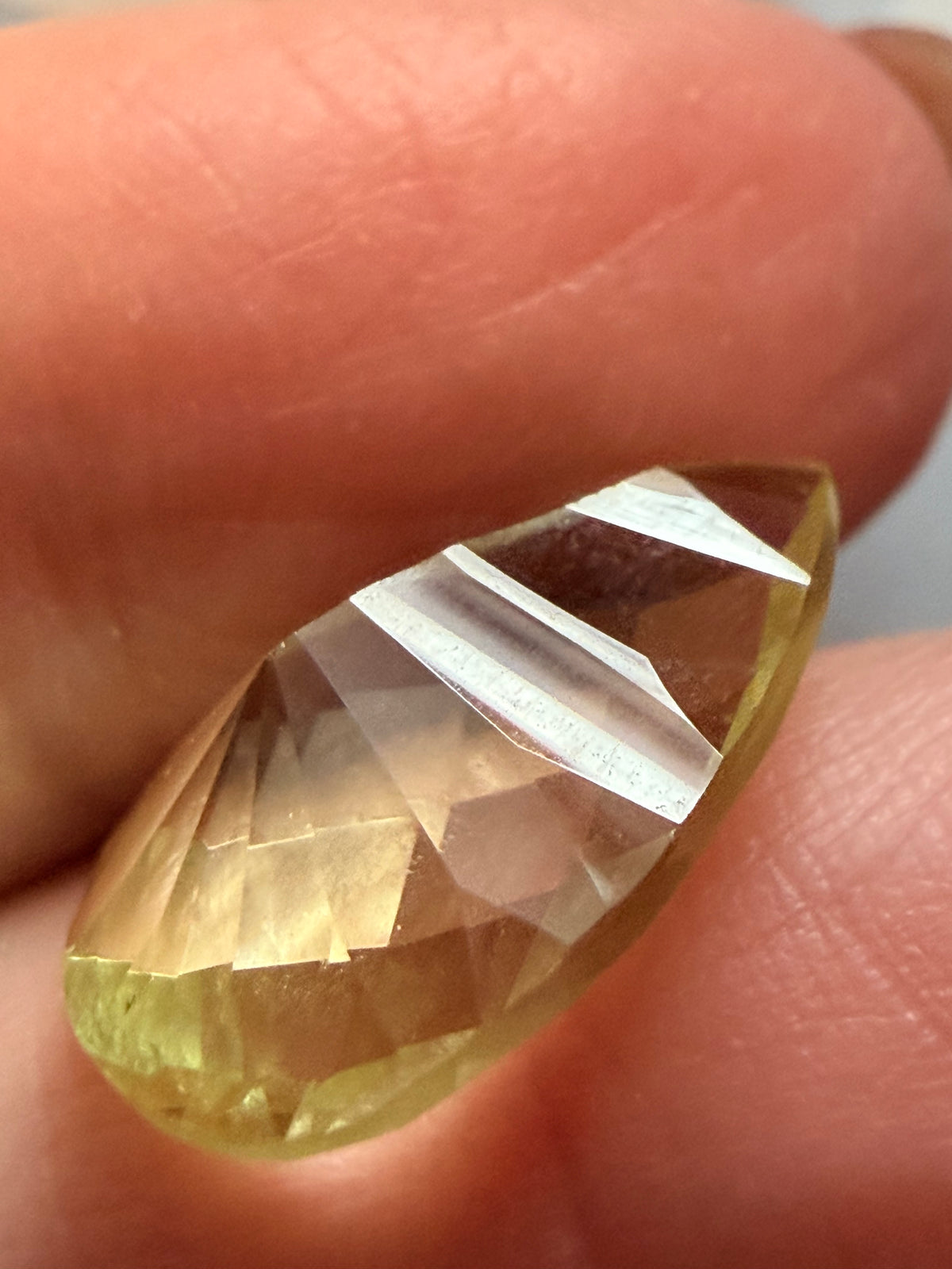 Citrine Lemon Pear Concave Cut Checkerboard Top 16.8 × 11.1mm 6.06ct