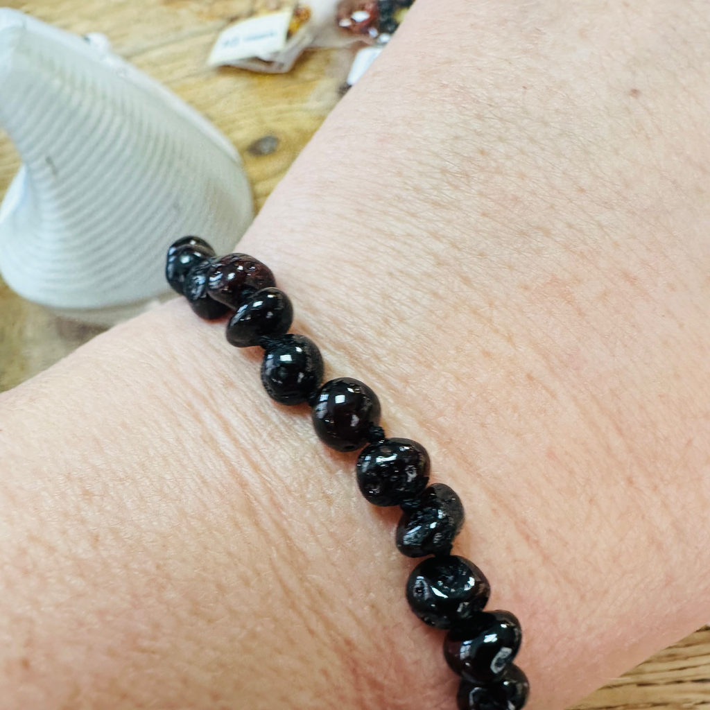 New Amber hand knotted bracelet dark amber 8inch image 5