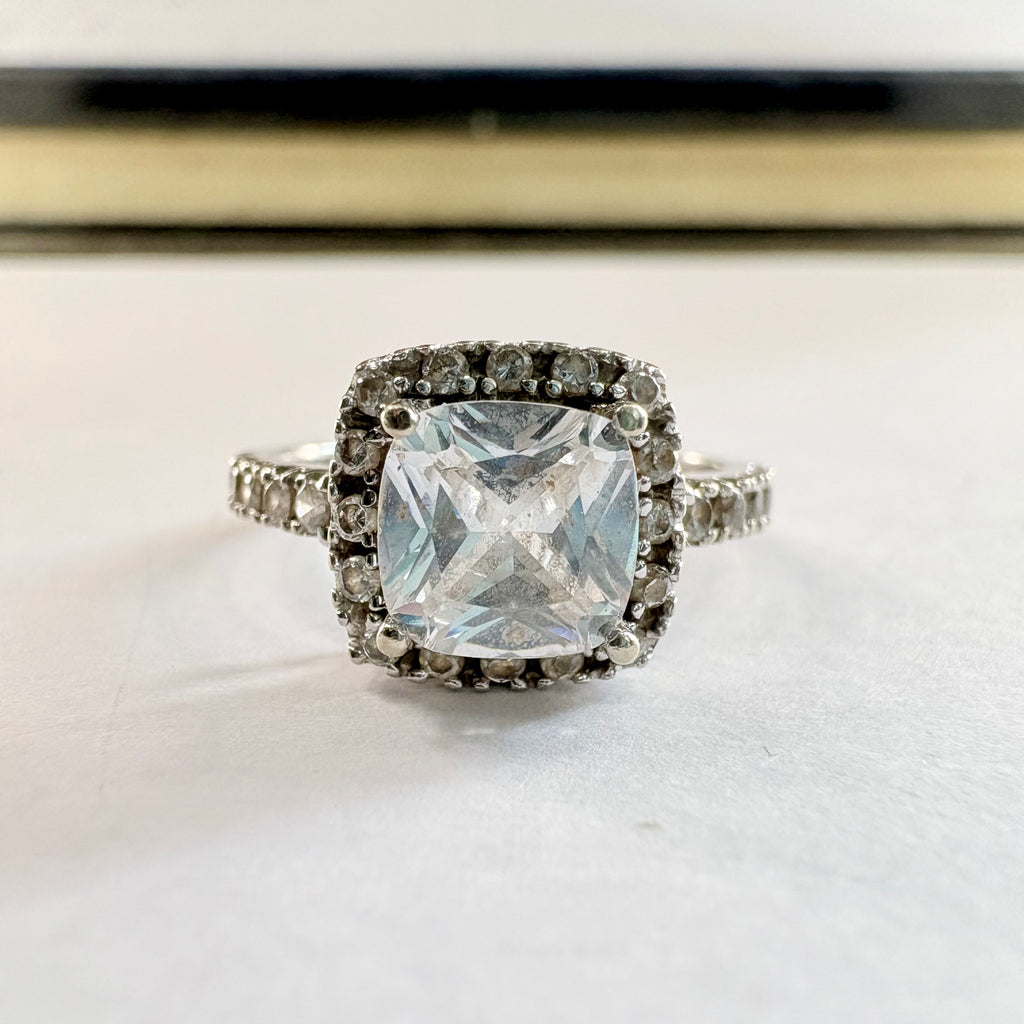 9ct White gold CZ ring Size K image 0