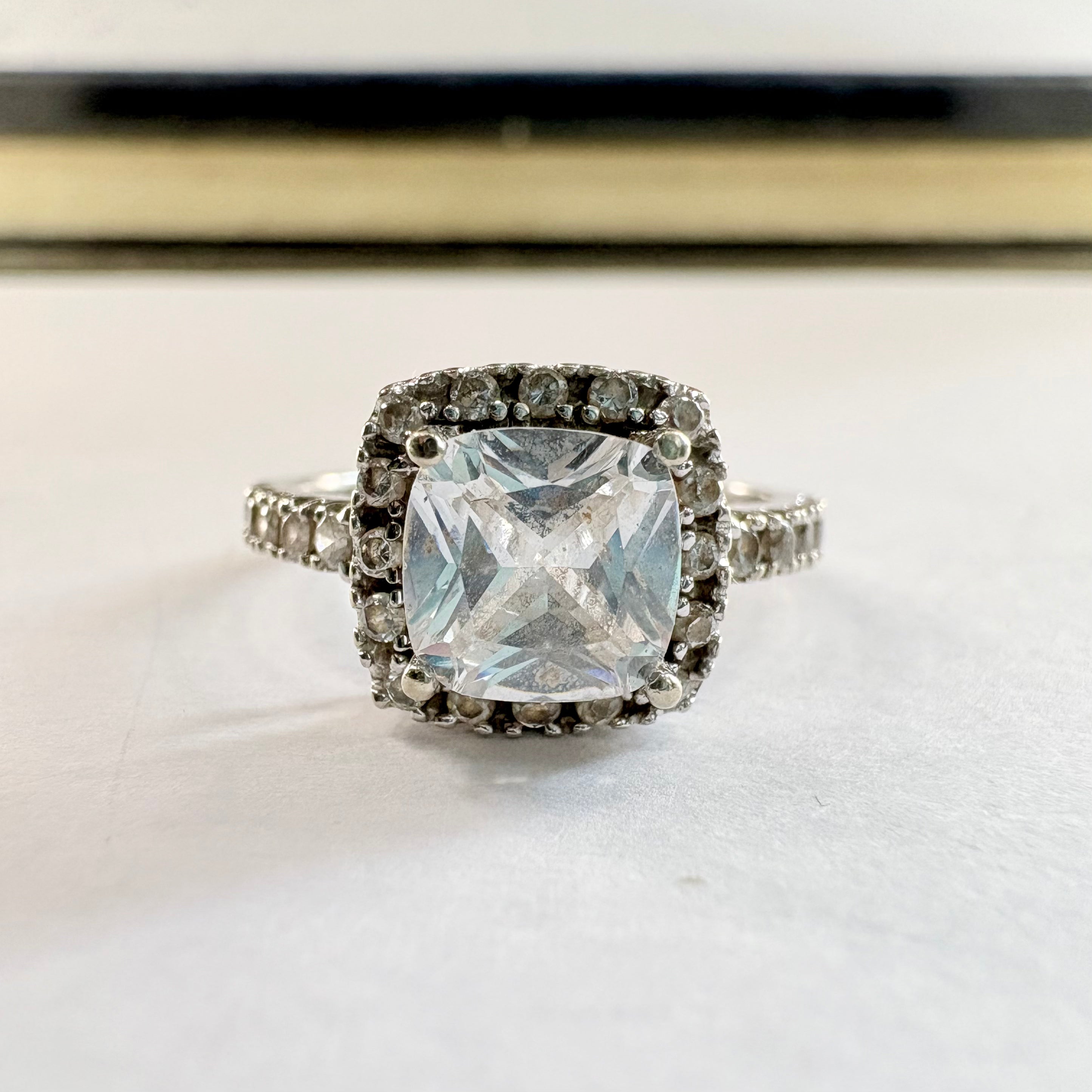 9ct White gold CZ ring Size K image 0