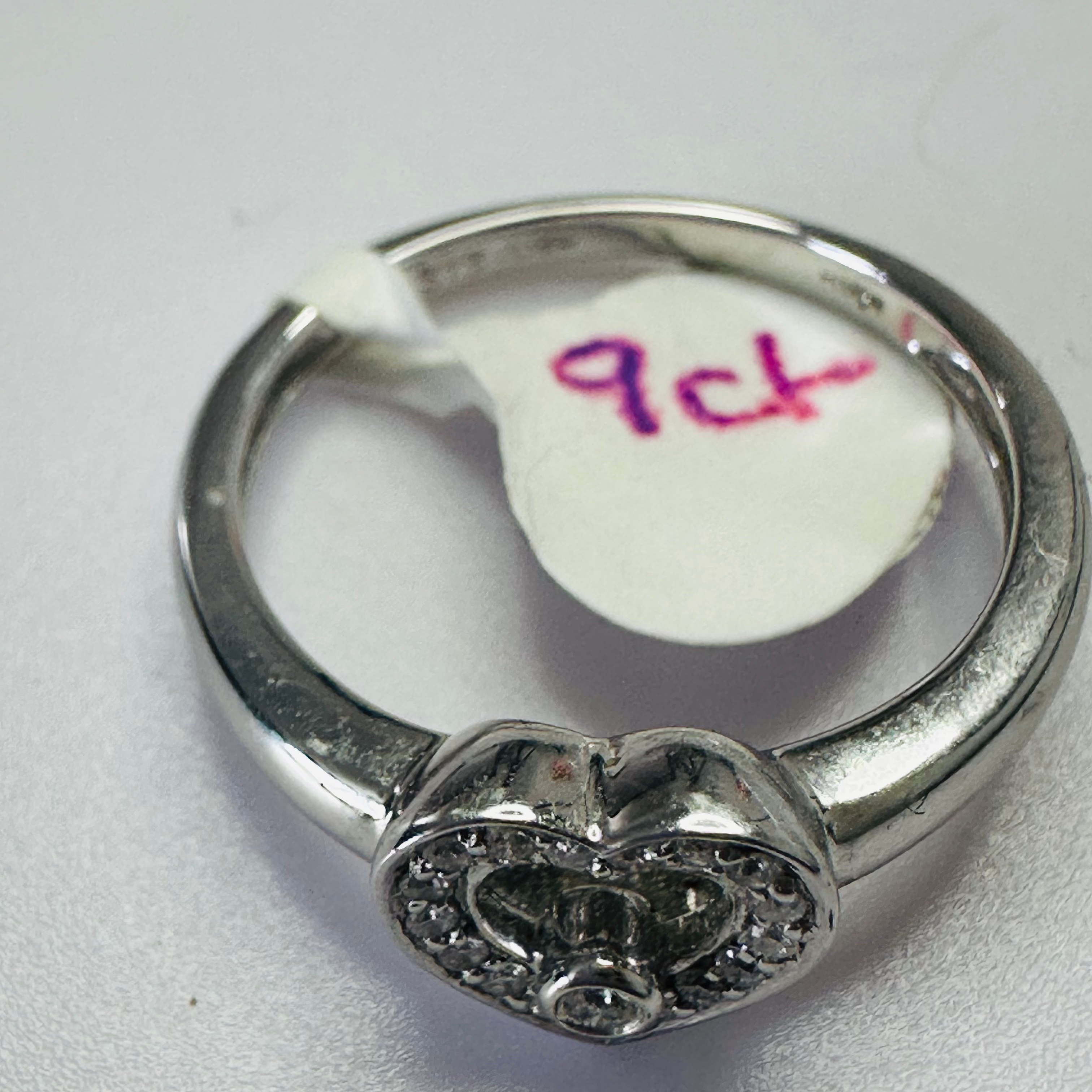 Diamond Heart ring in 9ct White Gold size H image 5