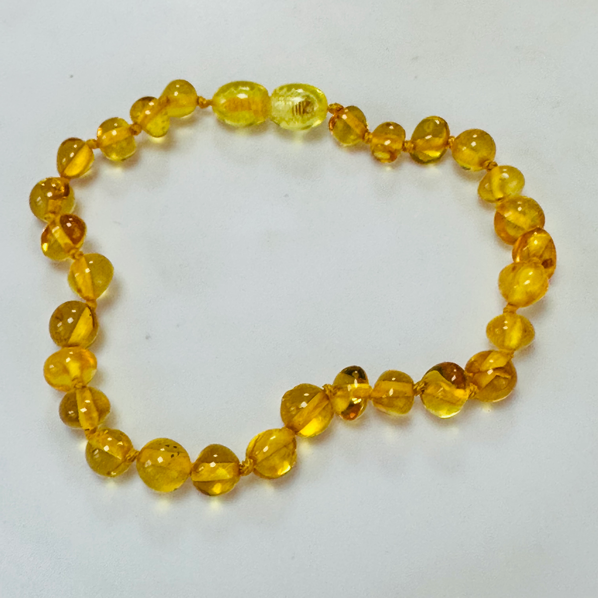 New Amber knotted bracelet pale colour 8 inch image 5