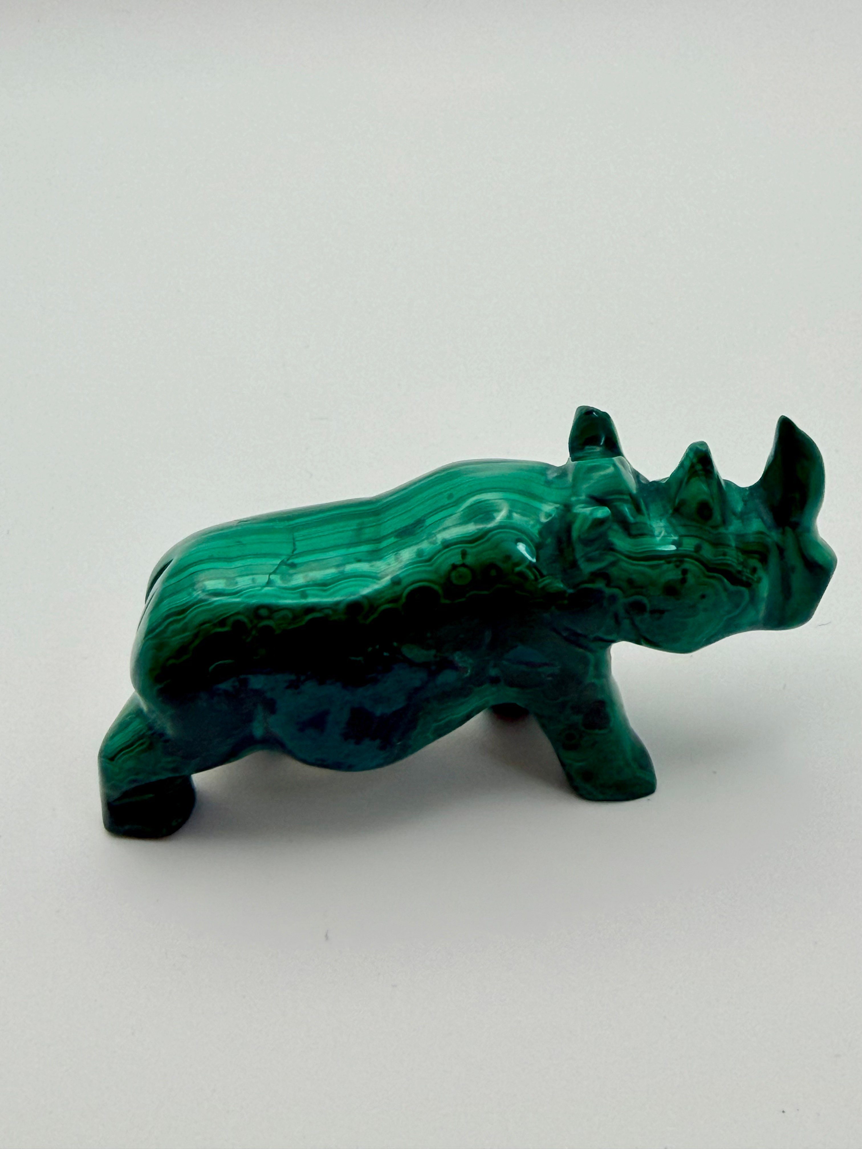 Malachite Carving of a Rhino 79mm across 121g image 3
