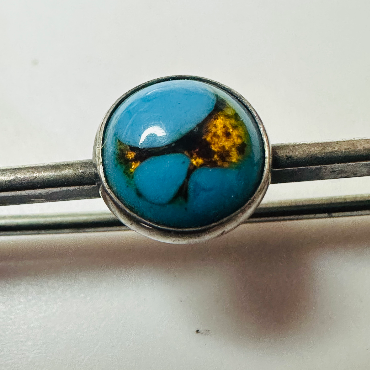 Sterling silver Brooch With turquise glass poss Bernard Ingatstone image 3