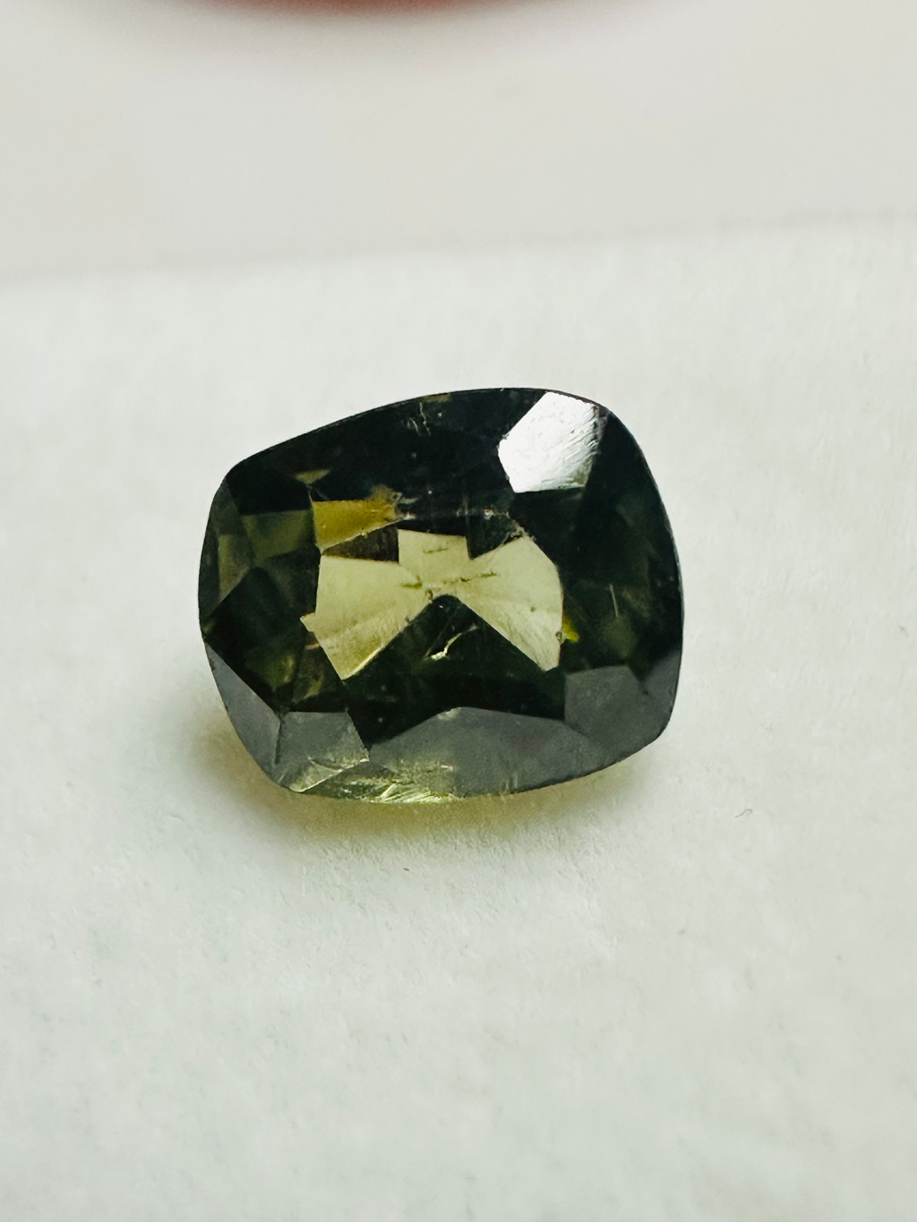 Green Zircon cushion 8.6mm x 7.2 mm.   3.26cts image 4