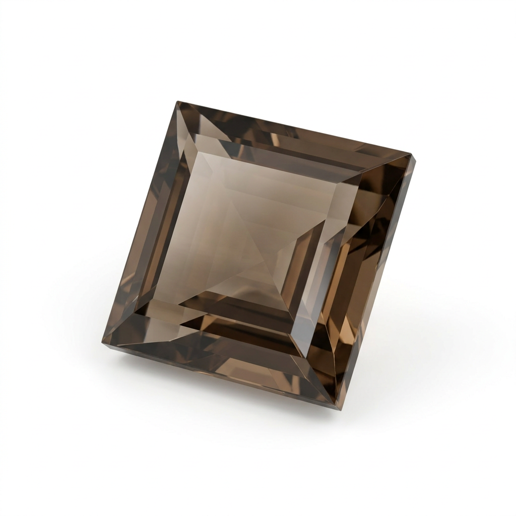 4mm square smoky quartz on a white background