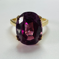Hand cut Synthetic Sapphire Purple 9ct yellow gold ring size M1/2 image 0