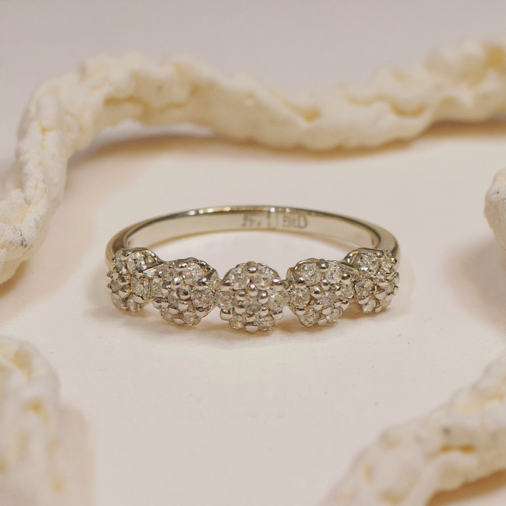 NEW 9Ct Diamond Floral Cluster Ring Size O image 6