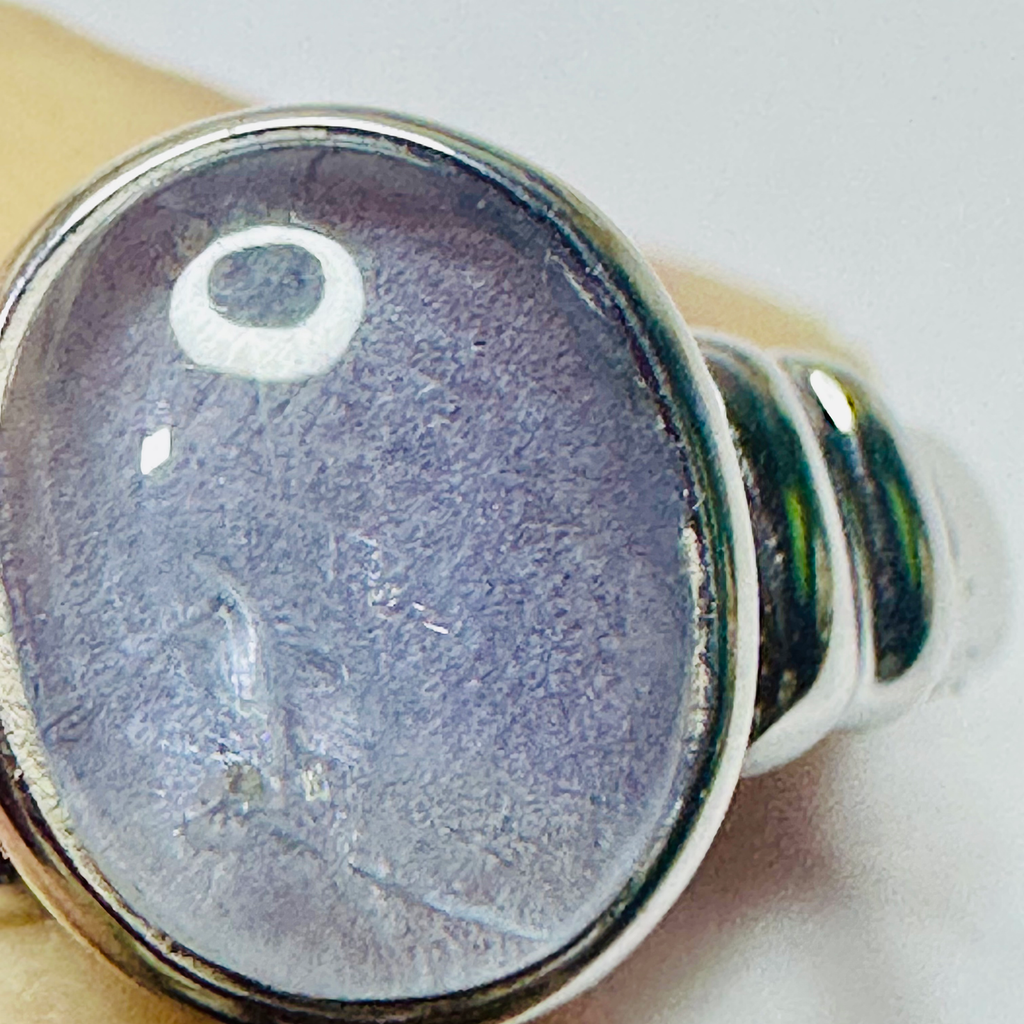 Blue Star Sapphire in white 9ct gold ring size  N1/2