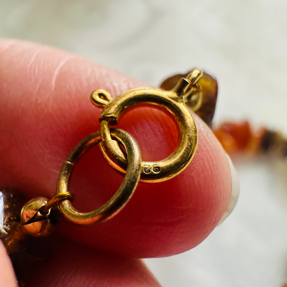 Baltic Amber in 2 colours with gold plated sterling silver