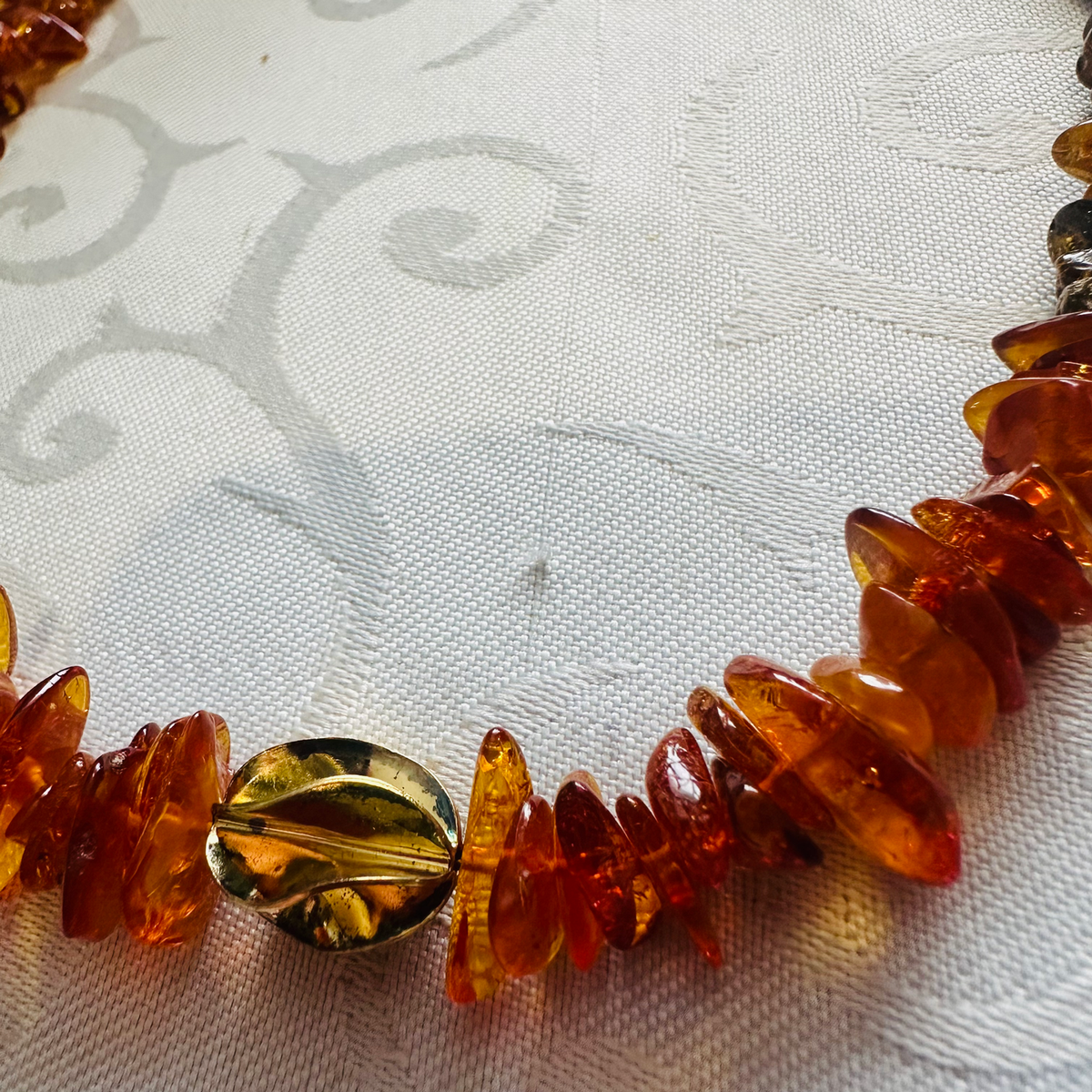 Baltic Amber in 2 colours with gold plated sterling silver