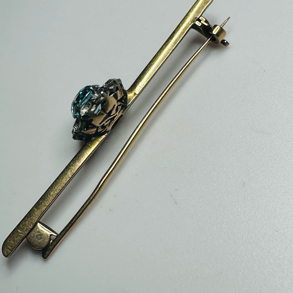 Antique Blue zircon cluster brooch 55mm