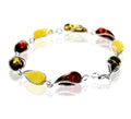 925 Sterling Silver & Genuine Baltic Amber Modern Link Bracelet