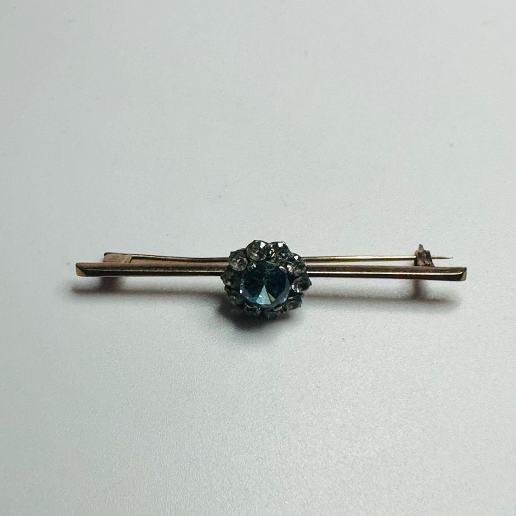 Antique Blue zircon cluster brooch 55mm
