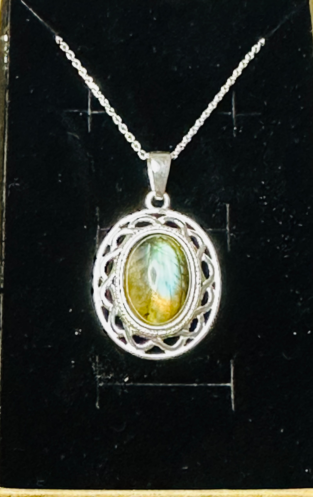 New  Labradorite 10x8 Sterling silver 18inch chain