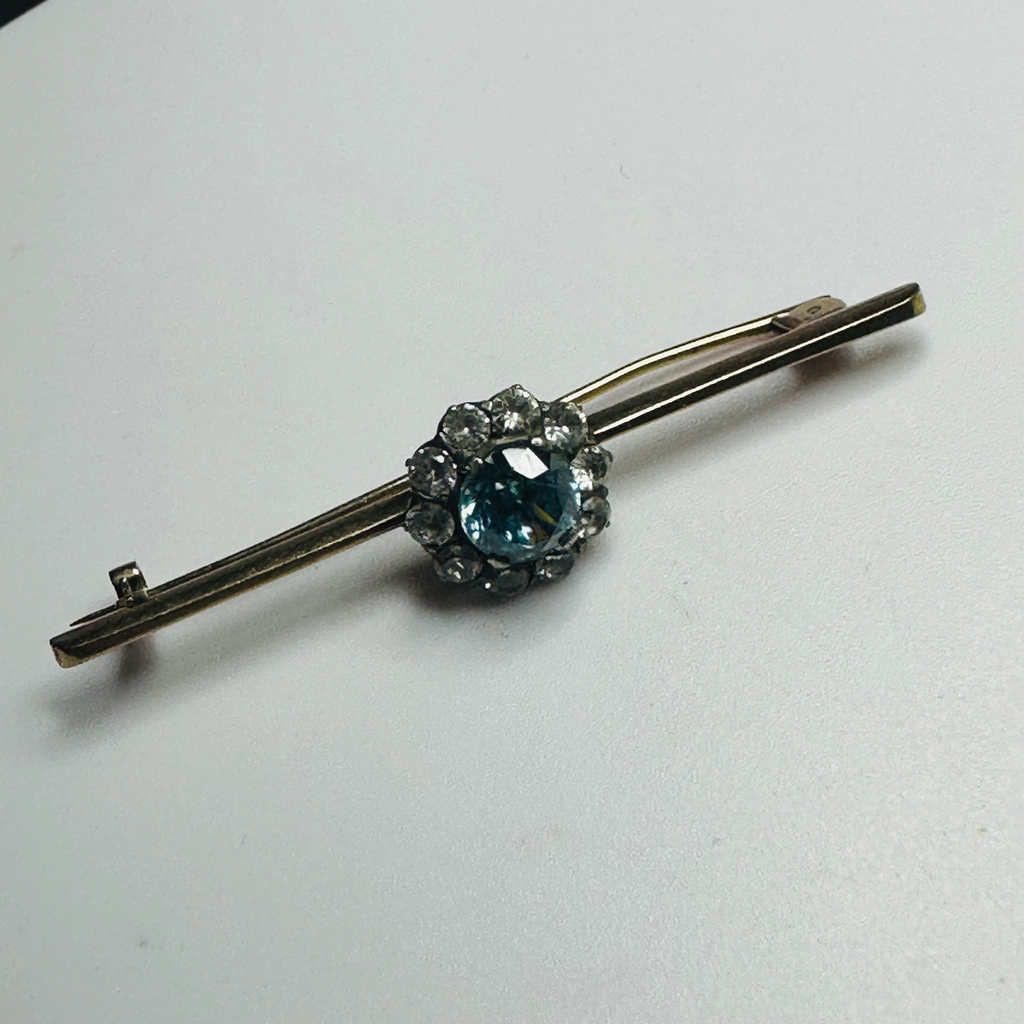 Antique Blue zircon cluster brooch 55mm