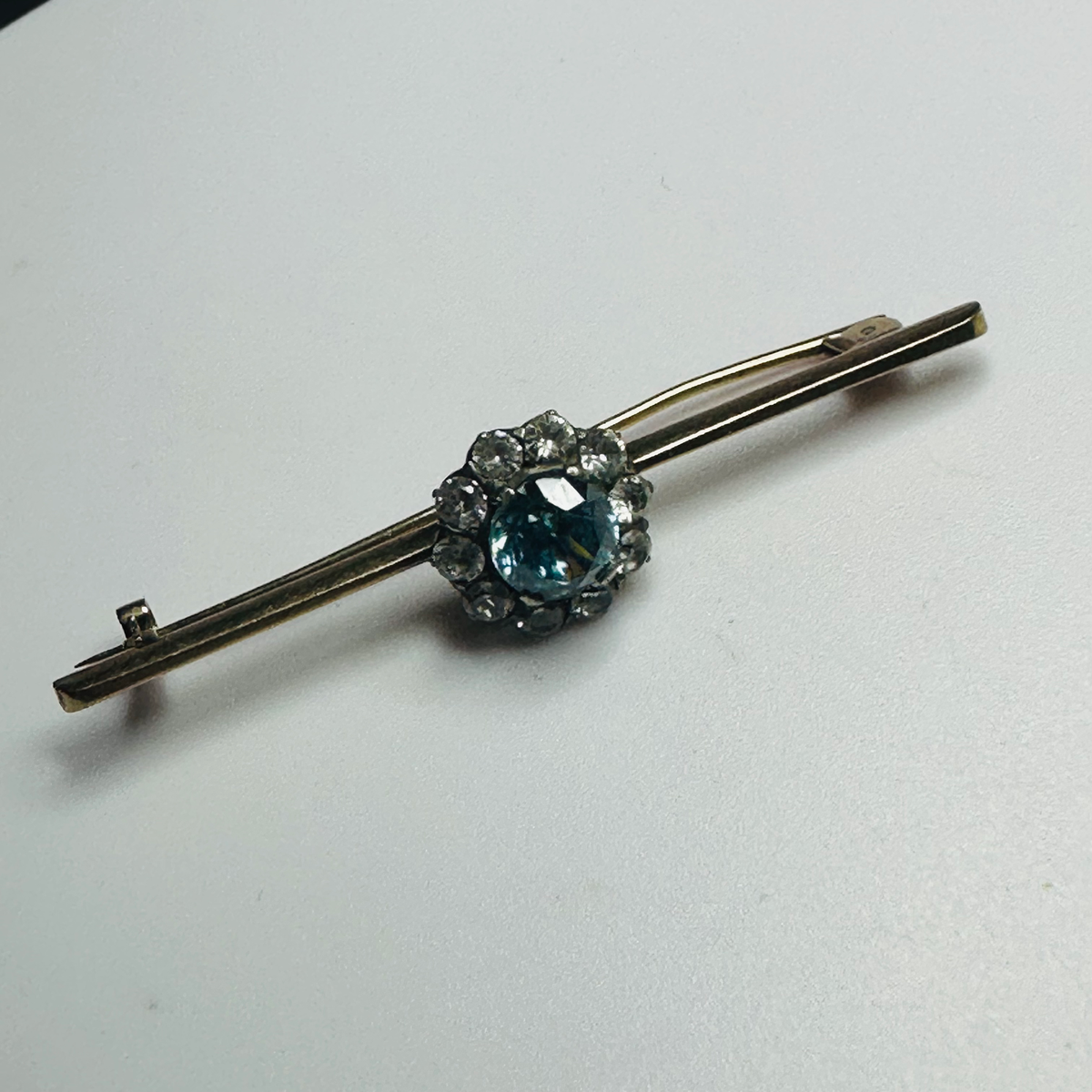 Antique Blue zircon cluster brooch 55mm