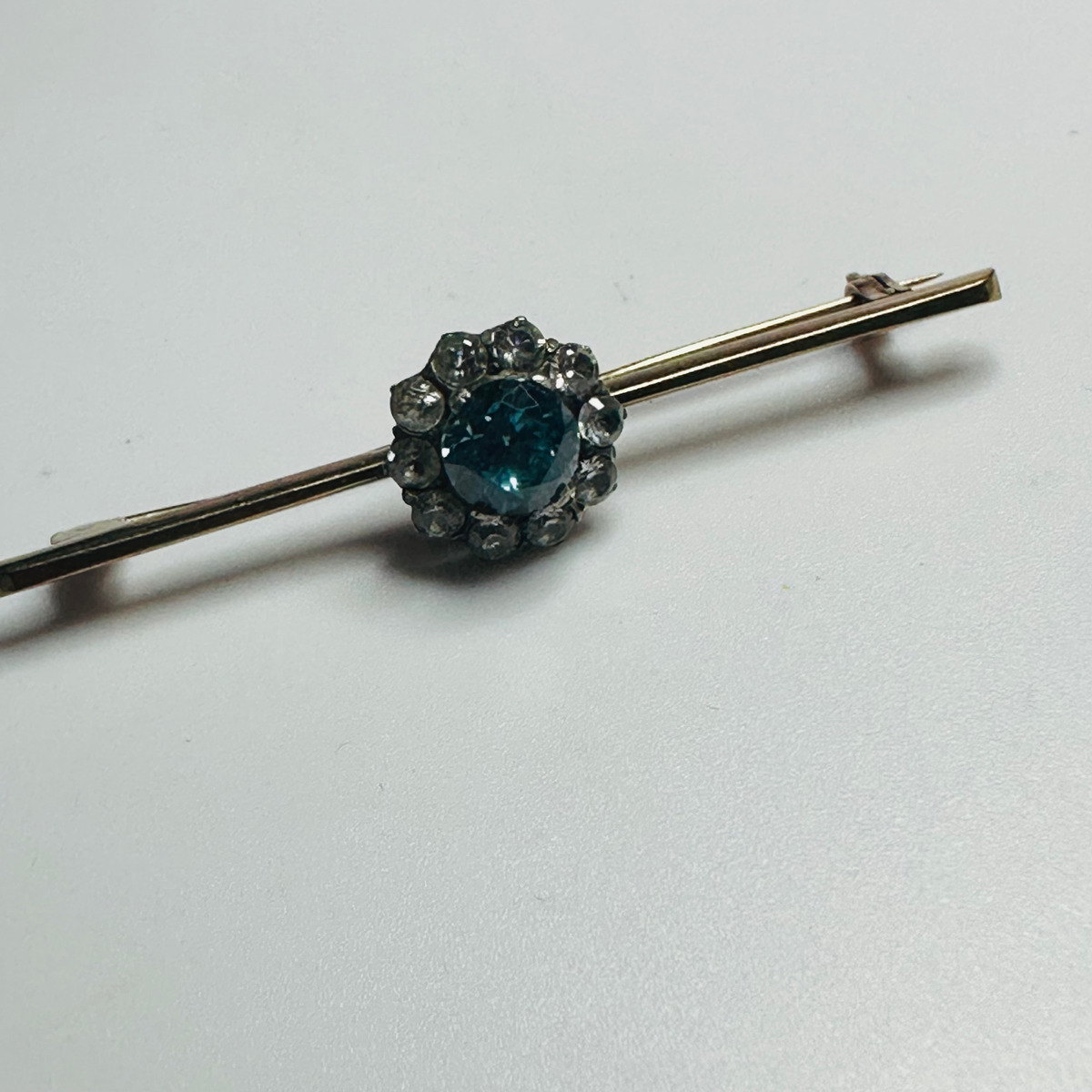 Antique Blue zircon cluster brooch 55mm