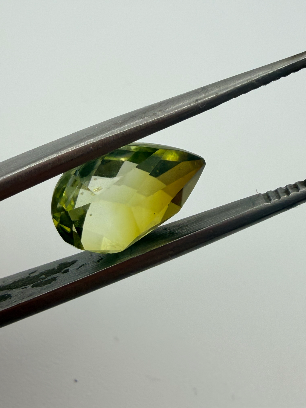 Yellow Tourmaline briolette drop 13x8.5.  4.18ct