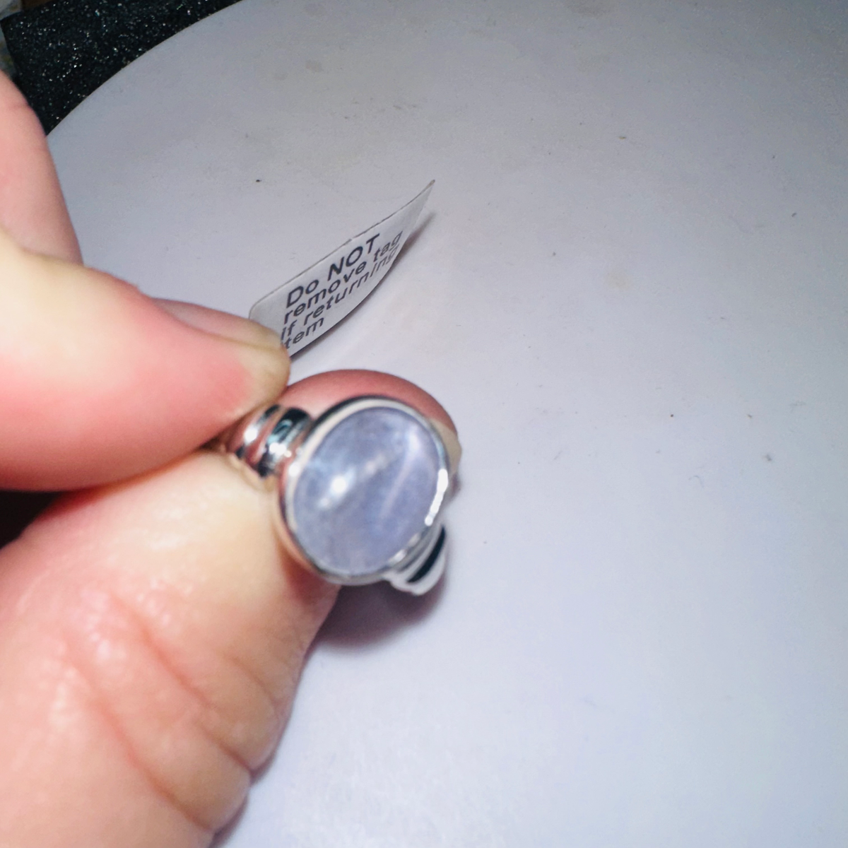 Blue Star Sapphire in white 9ct gold ring size  N1/2