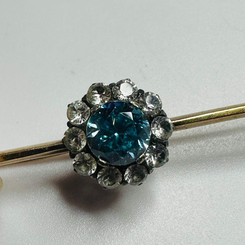Antique Blue zircon cluster brooch 55mm