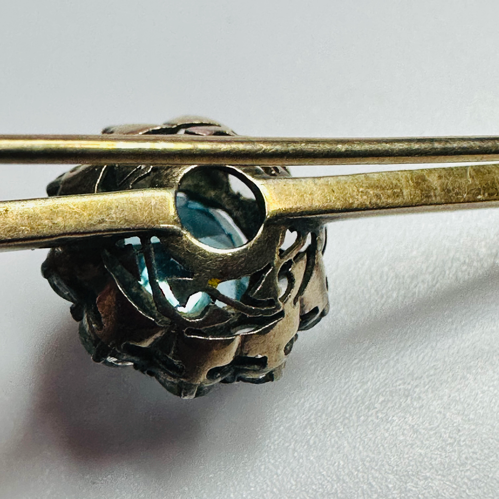 Antique Blue zircon cluster brooch 55mm