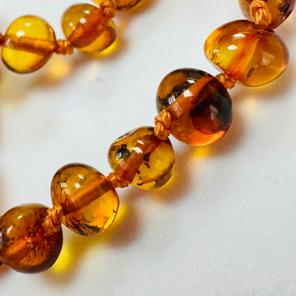 New Amber hand knotted bracelet 7 inch image 1