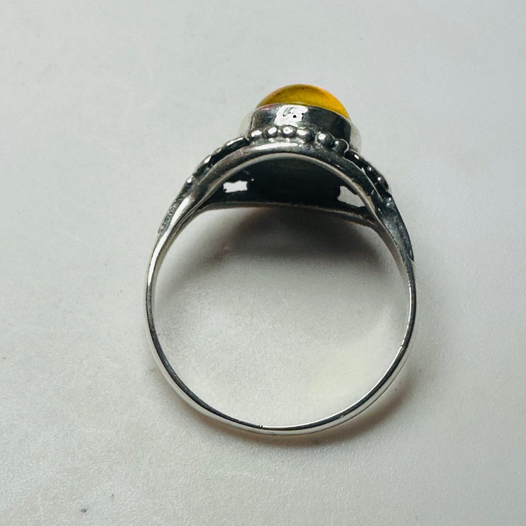 Sterling silver and Amber ring size O1/2 image 4