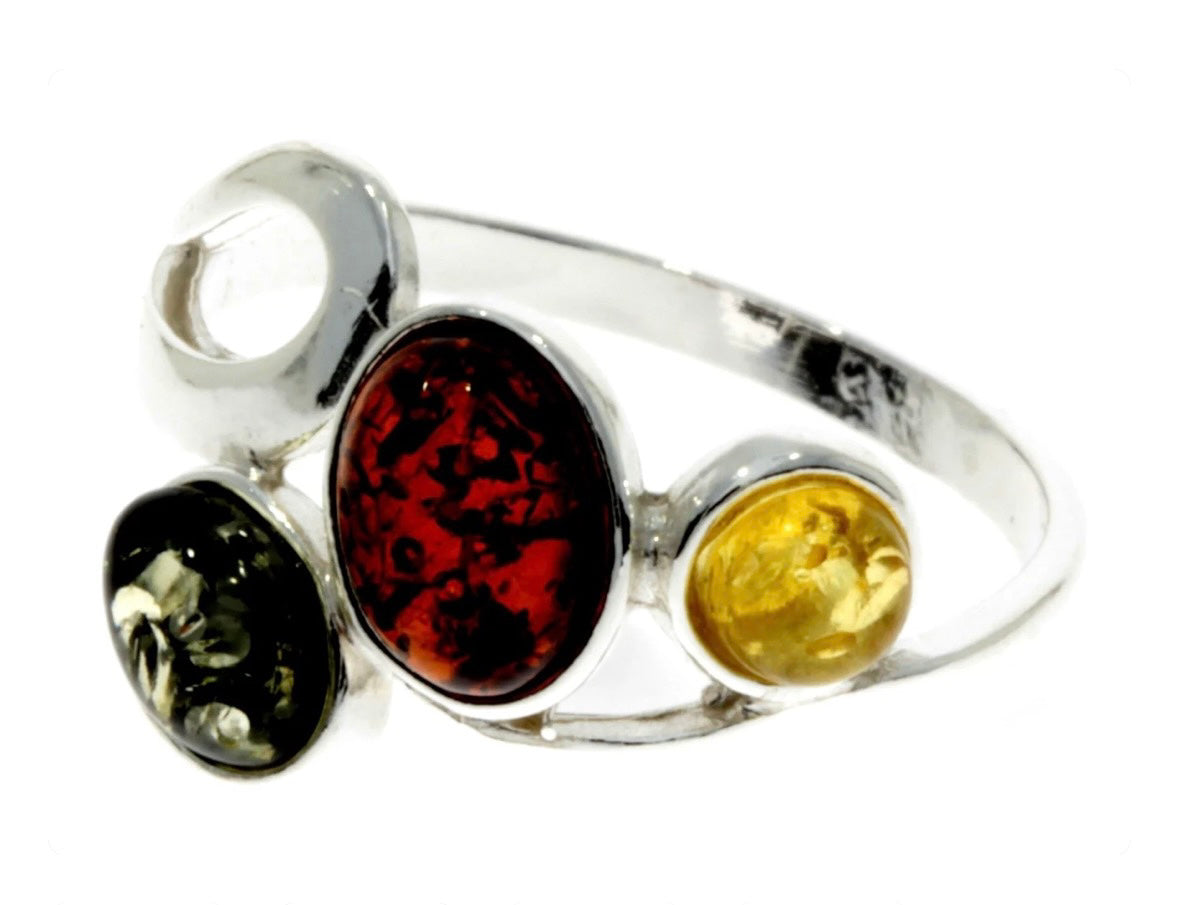925 Sterling Silver & Baltic Amber Modern Ring image 0