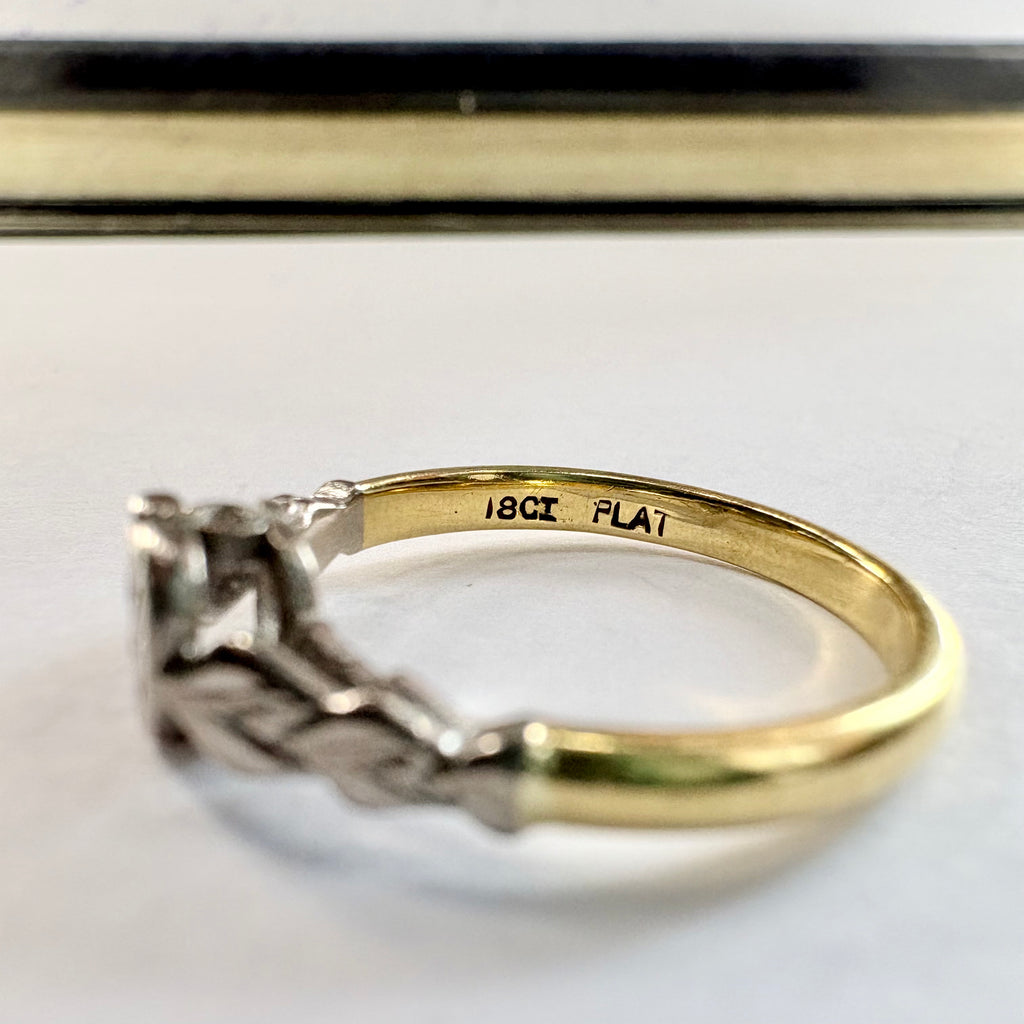 18ct yellow gold and Platinum Diamond Ring Size Mi image 4