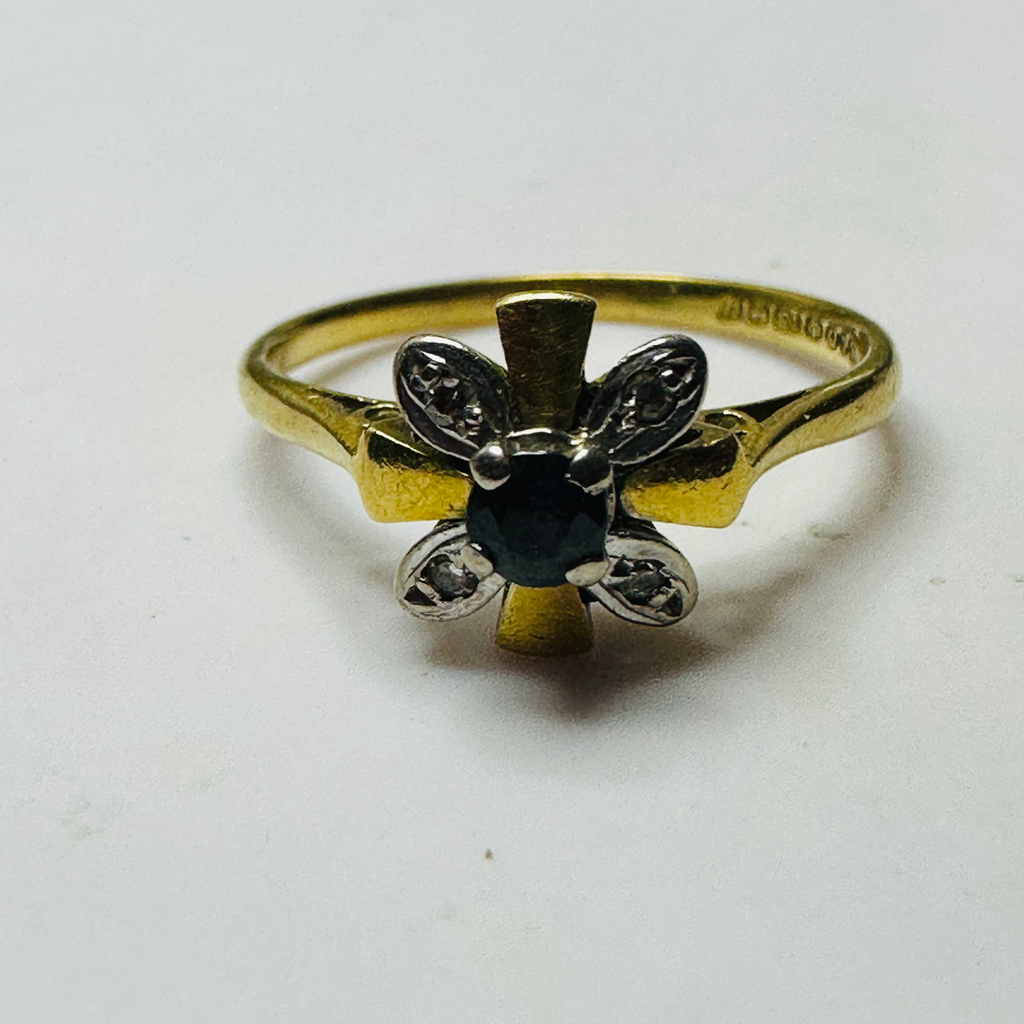 Vintage Sapphire and Diamond ring size N1/2 image 4