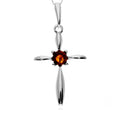 925 Steling Silver & Genuine Baltic Amber Modern Cross Pendant image 0