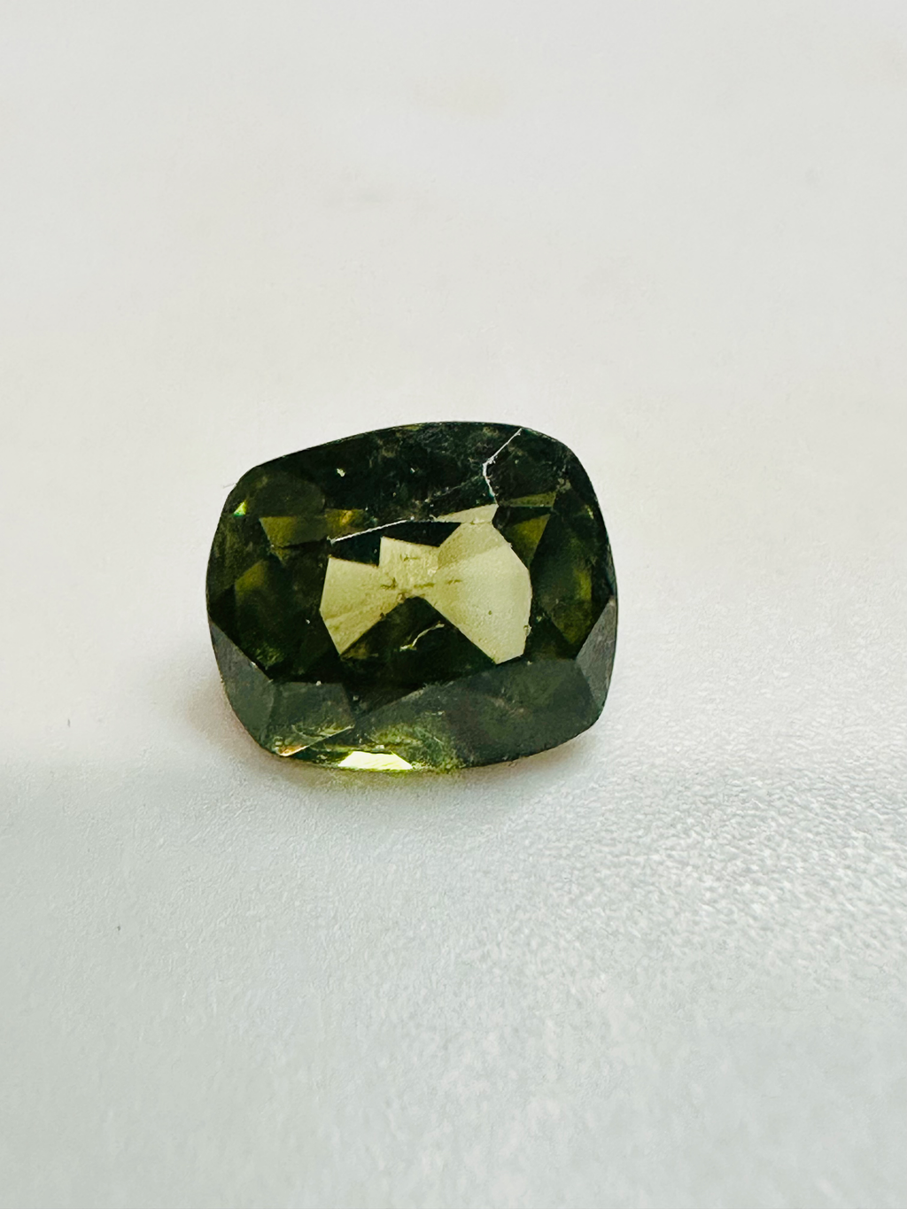 Green Zircon cushion 8.6mm x 7.2 mm.   3.26cts image 0