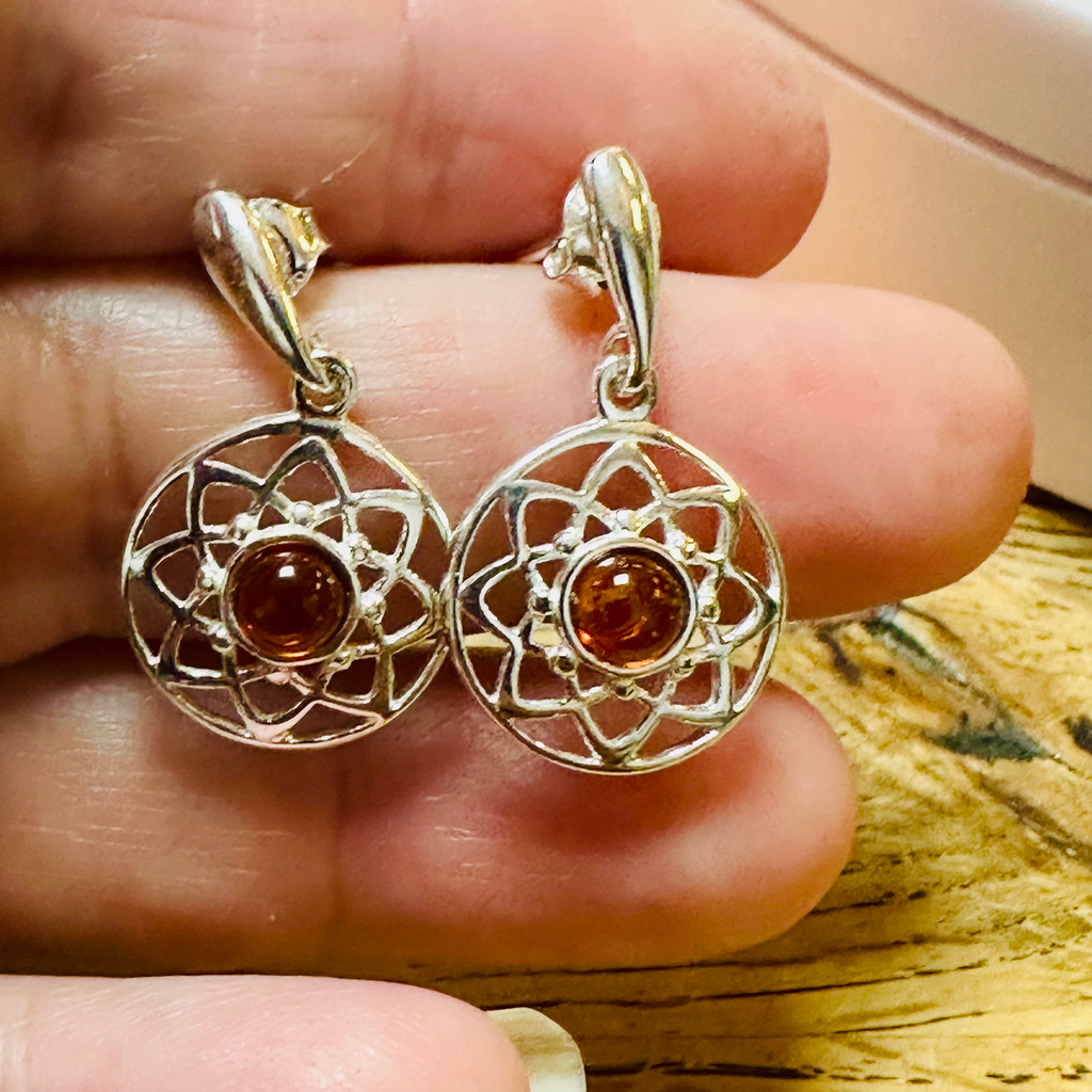 Sterling silver amber earrings  image 5