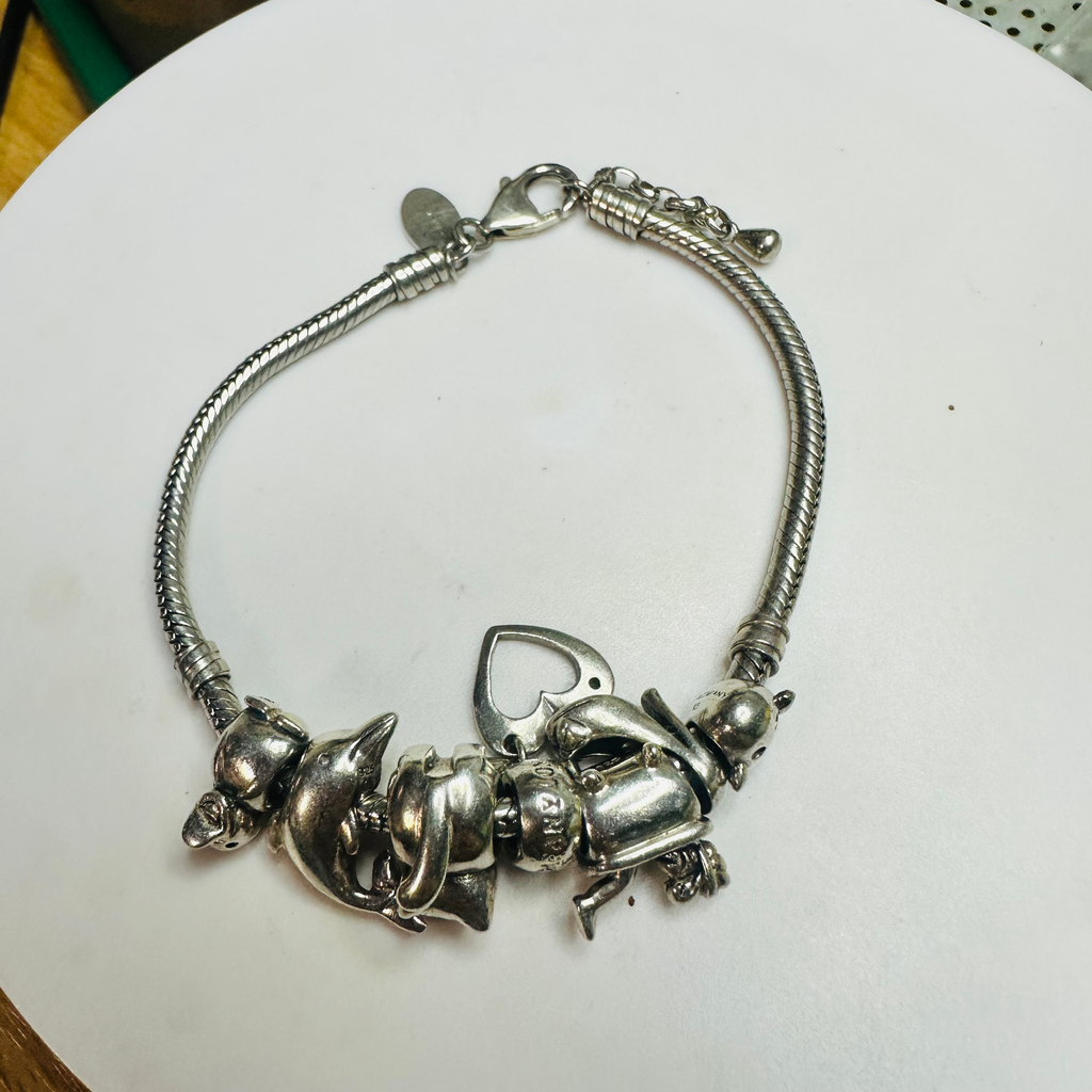 The charm company 925 charm bracelt with charms lady in bath cat and ghost image 7